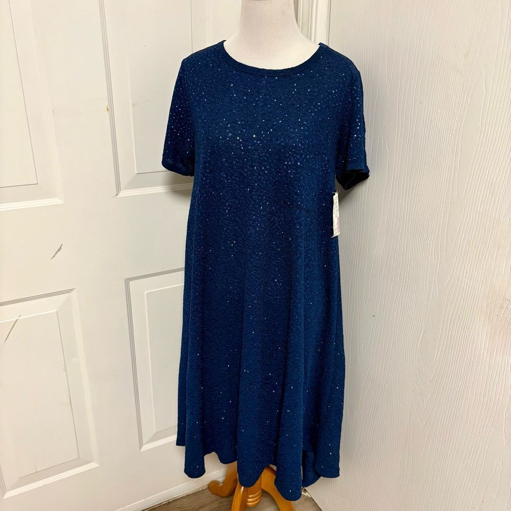 LulaRoe Carly Blue Shimmer M2